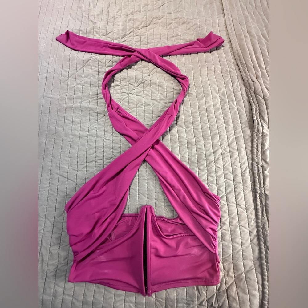 Elegant Pink Halter Bralette